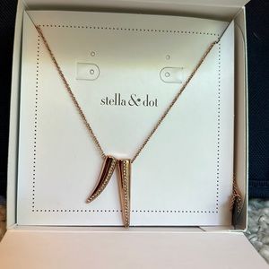 Stella & Dot Double Pave Horn Pendant - Rose Gold